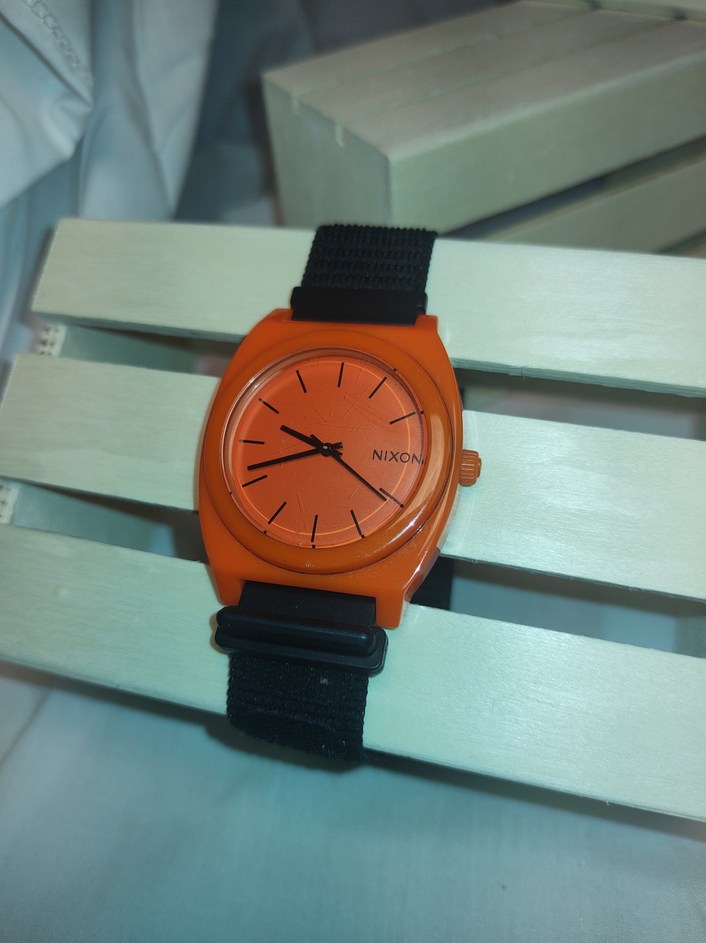 Orange plastic watch ..39.5 mm bezel